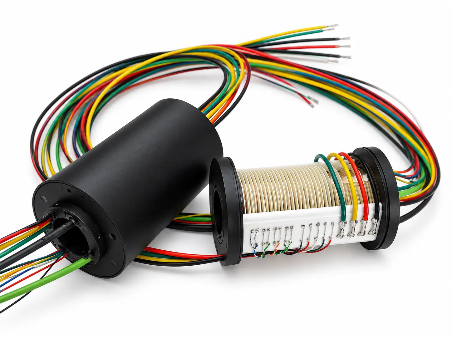 Real ByTune internal slip ring contact assembly with ring stack wiring and housing components Real ByTune internal slip ring contact assembly with ring stack wiring and housing components